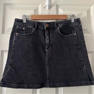 Anthropologie Pilcro Side-Pleat Denim Mini Skirt Black Women's Size 6